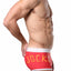 Jocko Red Logo Contrast Trim Square Cut Swim Trunk