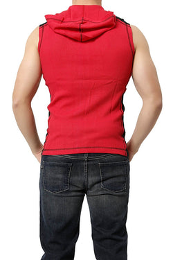 Jocko Red Sleeveless Lounge Hoodie thumbnail 2