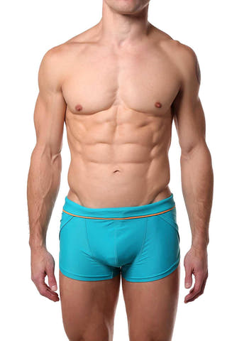 Jocko Teal Ernesto Square Cut Swim Trunk