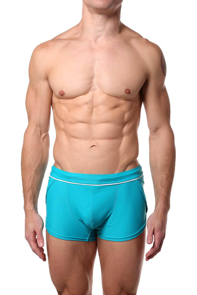 Jocko Turquoise Ernesto Square Cut Swim Trunk