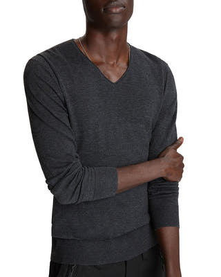 John Varvatos Star Usa Arlington Melange Sweater Charcoal Heather