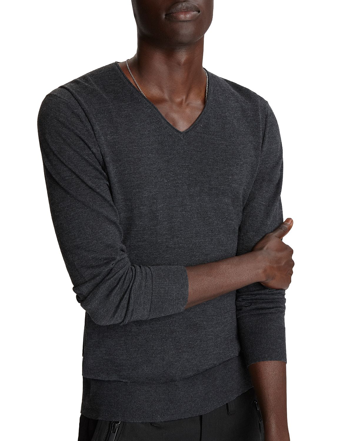 John Varvatos Star Usa Arlington Melange Sweater Charcoal Heather