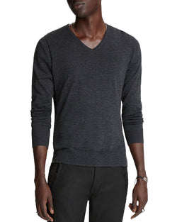 John Varvatos Star Usa Arlington Melange Sweater Charcoal Heather thumbnail 2