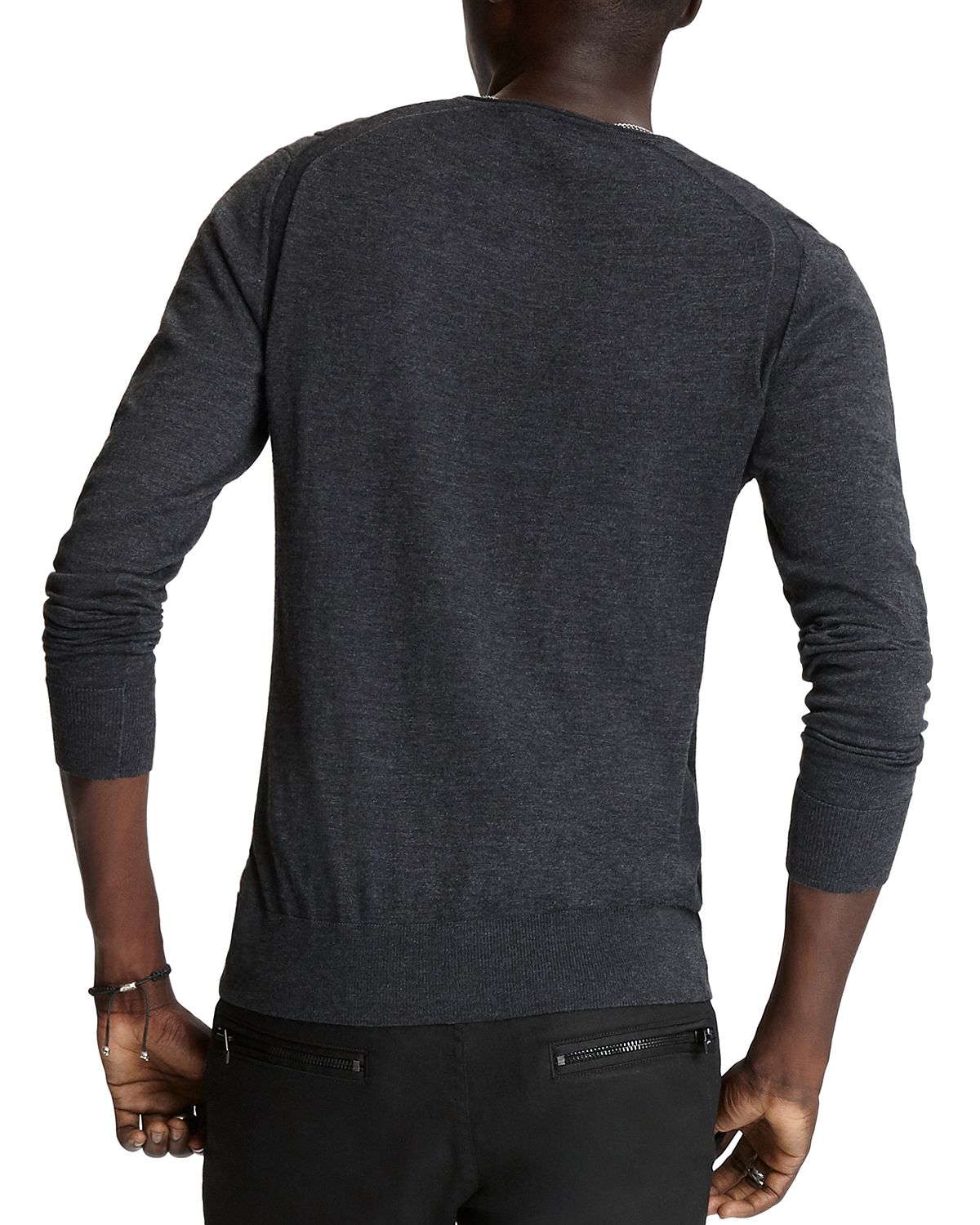 John Varvatos Star Usa Arlington Melange Sweater Charcoal Heather