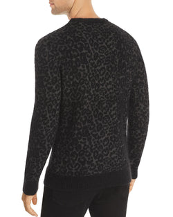 John Varvatos Star Usa Boulder Leopard Print Mohair Sweater Black thumbnail 2