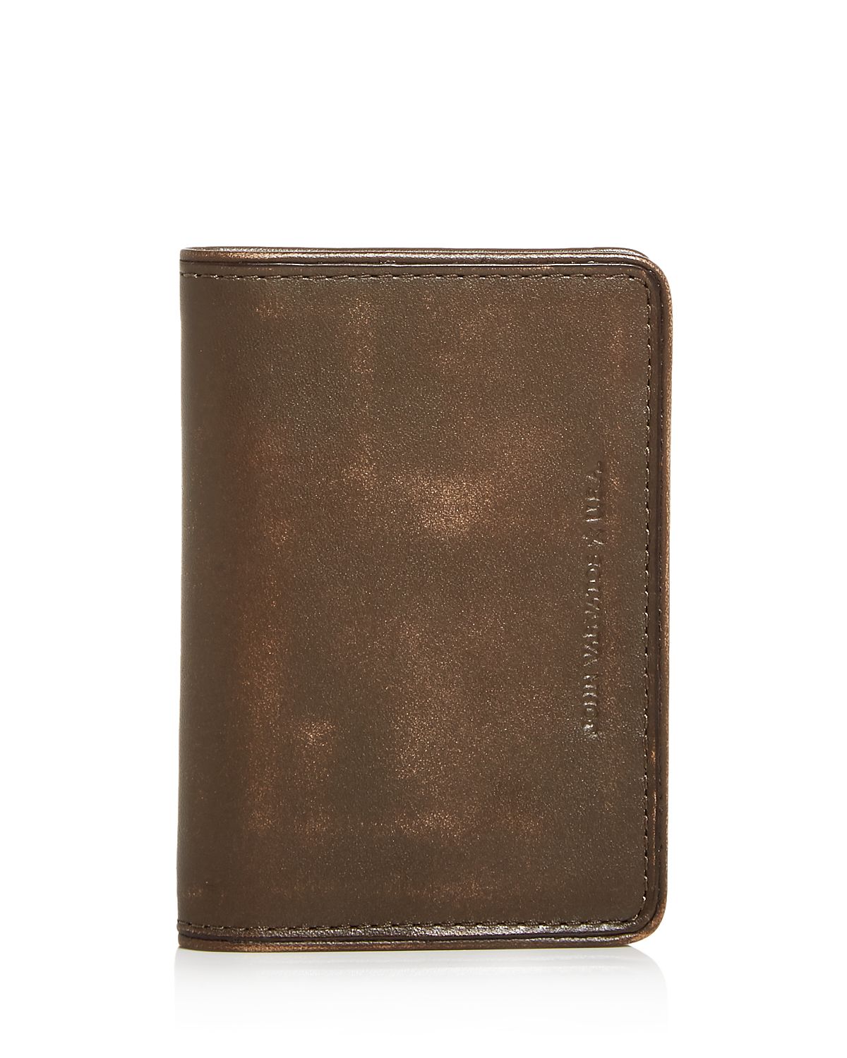 John Varvatos Star Usa Brush Leather Bi-fold Card Case Olive