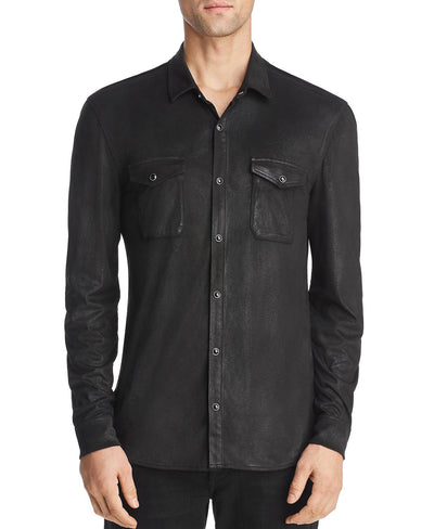 John Varvatos Star Usa Coated Slim Fit Western Shirt Black