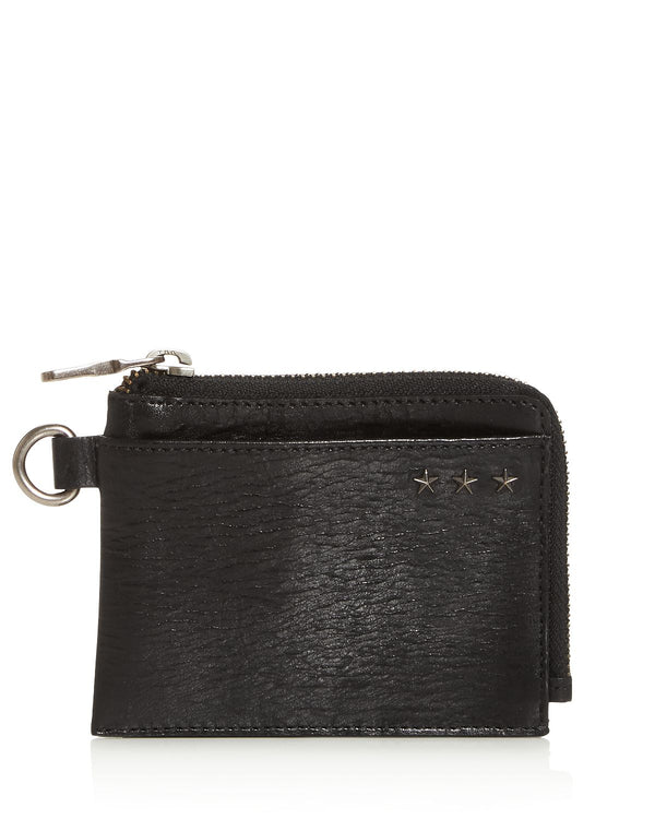 John Varvatos Star Usa Cooper Leather Zip Card Case Black