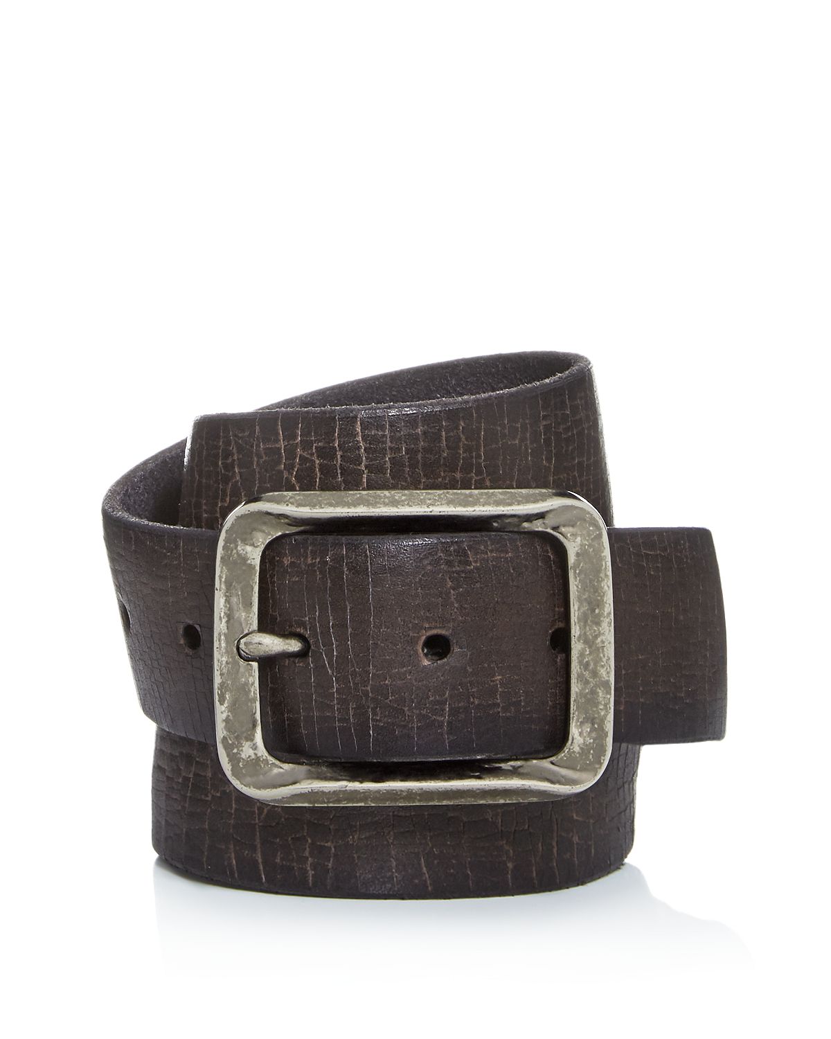 John Varvatos Star Usa Crackled Leather Belt Gray