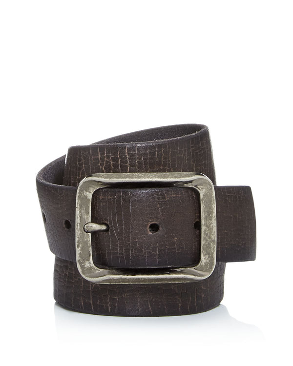 John Varvatos Star Usa Crackled Leather Belt Gray
