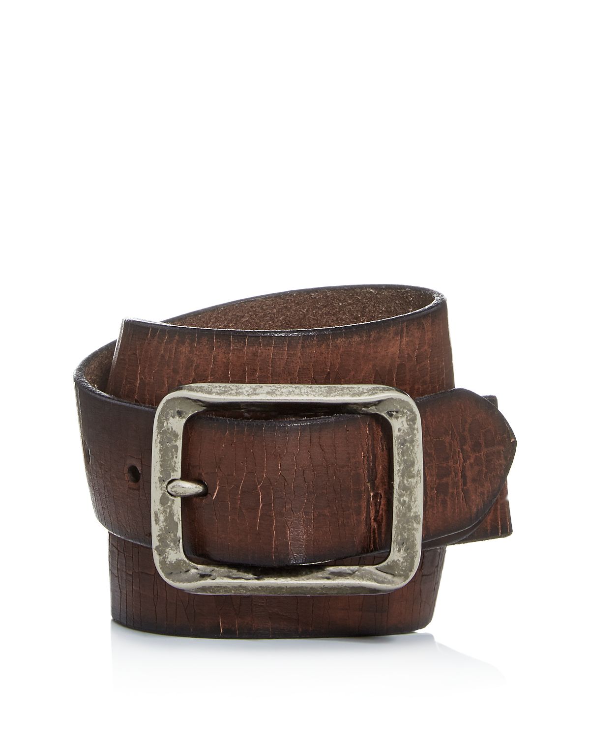 John Varvatos Star Usa Crackled Leather Belt Tan