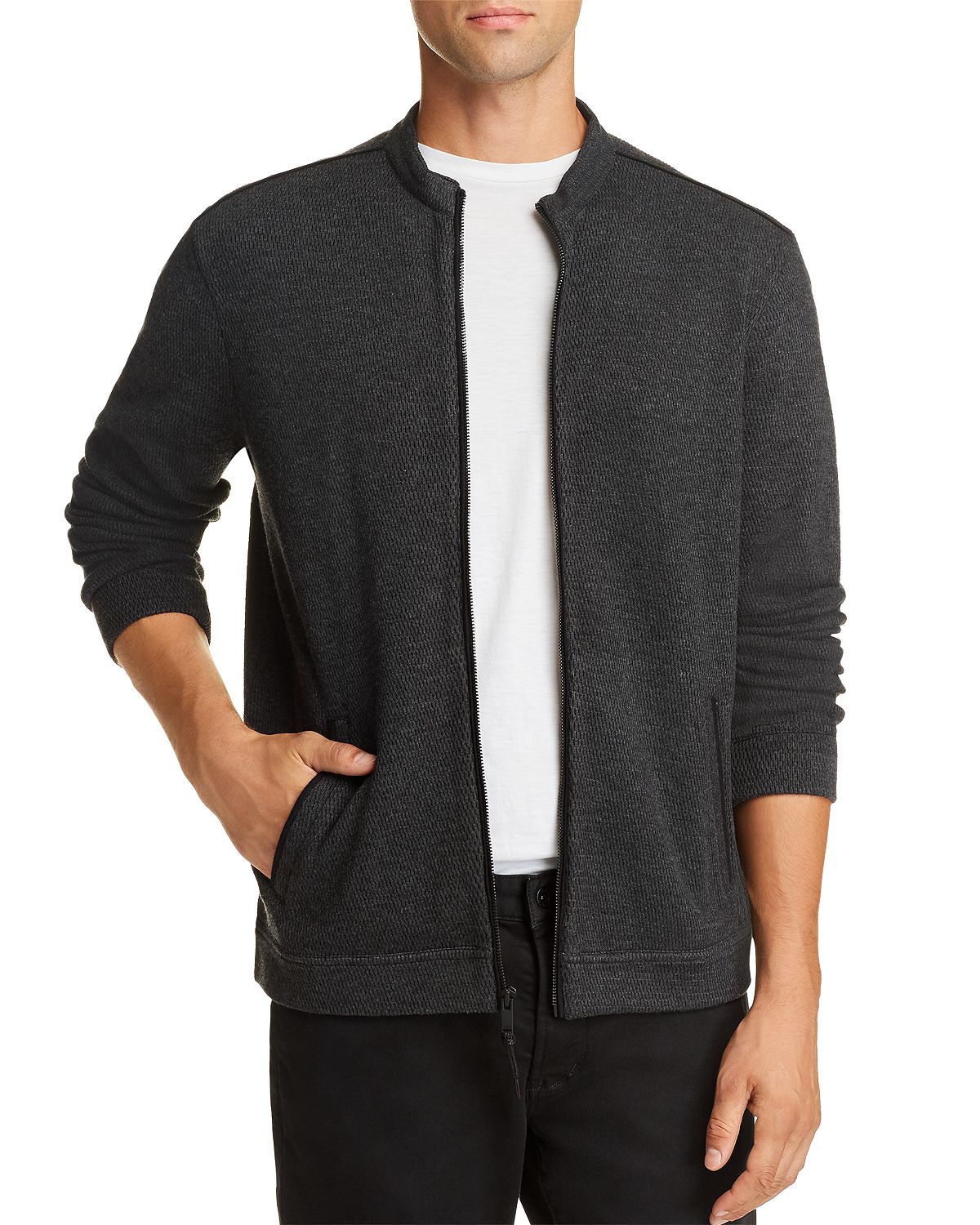 John Varvatos Star Usa Double-knit Zip-up Sweater Black