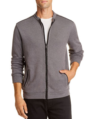 John Varvatos Star Usa Double-knit Zip-up Sweater Nickel
