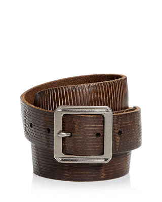 John Varvatos Star Usa Embossed Leather Belt Brown