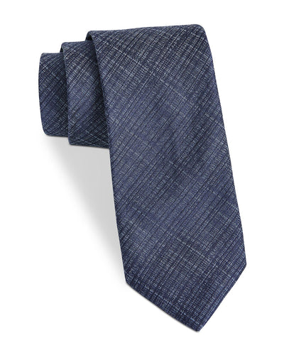 John Varvatos Star Usa Filmore Textured-plaid Classic Tie Navy