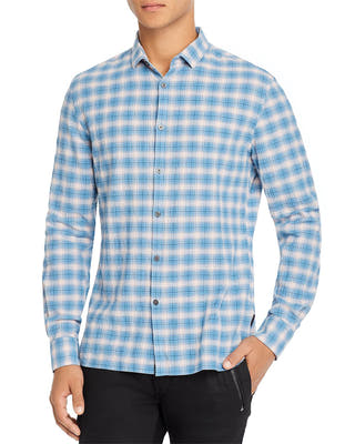 John Varvatos Star Usa Fulton Plaid Slim Fit Long-sleeve Shirt Midnight
