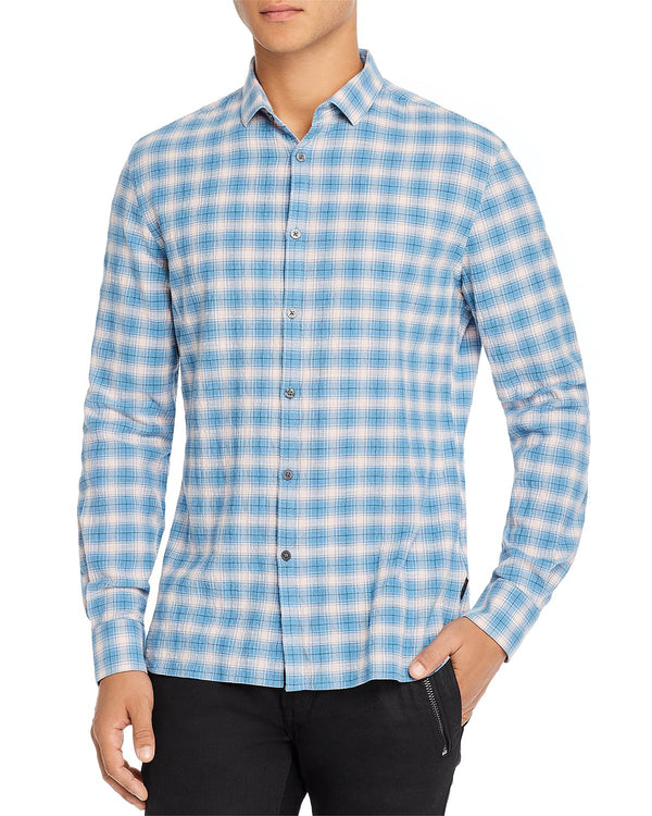 John Varvatos Star Usa Fulton Plaid Slim Fit Long-sleeve Shirt Midnight