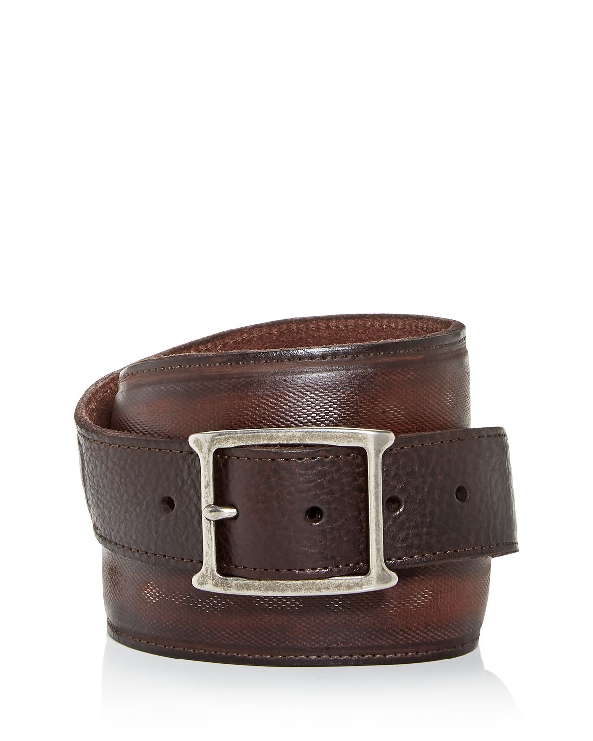 John Varvatos Star Usa Mesh Inlay Leather Belt Brown