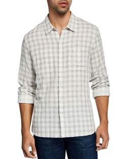John Varvatos Star Usa Neil Gingham Regular Fit Button-down Shirt Pearl Gray thumbnail 1