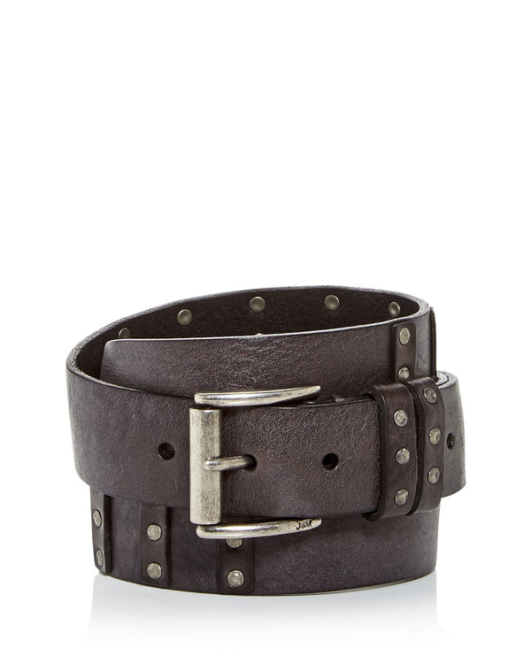 John Varvatos Star Usa Studded Leather Belt Gray