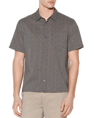 John Varvatos Star Usa Trent Short-sleeve Geometric-print Regular Fit Shirt Black