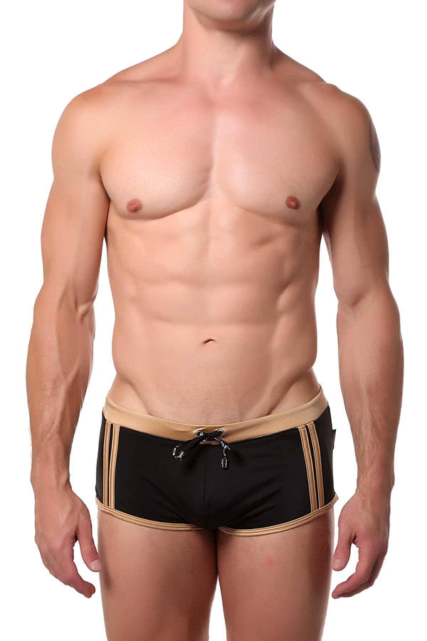 Jor Black/Gold Sport Swim Trunk