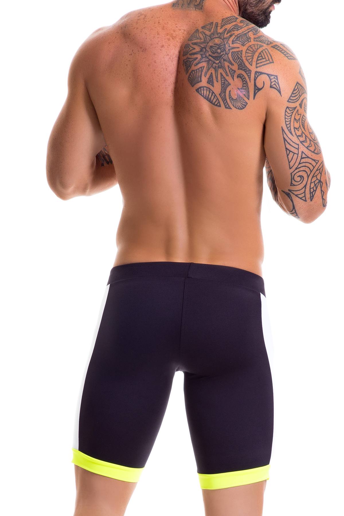 Jor Black/Yellow Racing Athletic Short