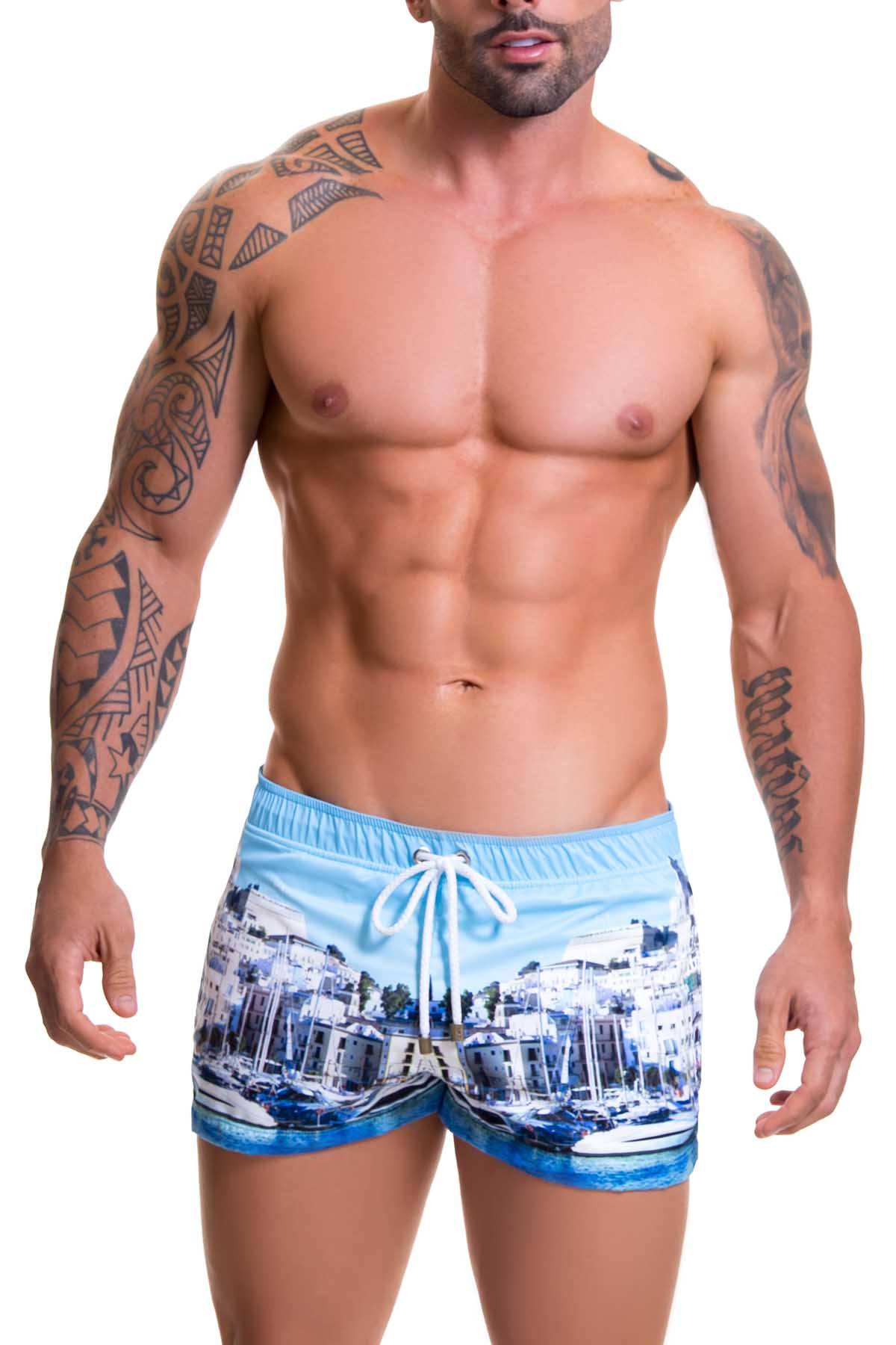 Jor Blue Ibiza-Printed Mini Swim Short