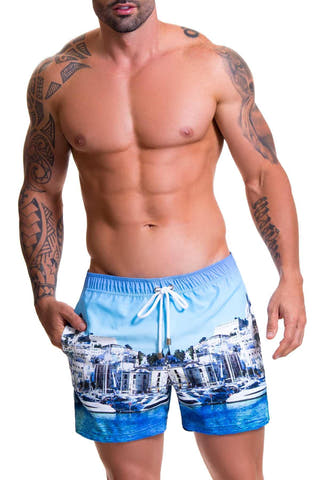 Jor Blue Ibiza-Printed Swim Short