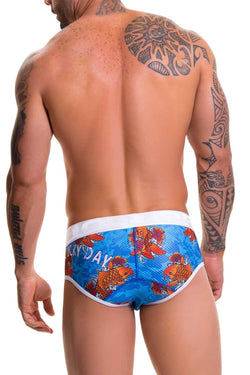 Jor Blue/White Printed Koi Brief thumbnail 2
