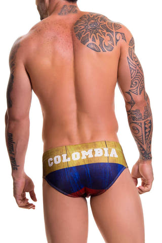 Jor Navy/Gold Colombia-Printed Swim Brief