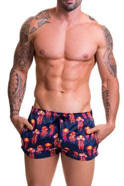 Jor Navy/Red Jellyfish-Printed Beach Mini Swim Short thumbnail 1
