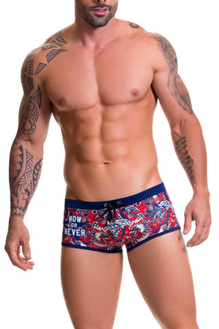 Jor Navy/Red Printed Renaissance Swim Boxer