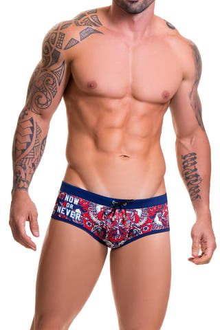 Jor Navy/Red Printed Renaissance Swim Brief