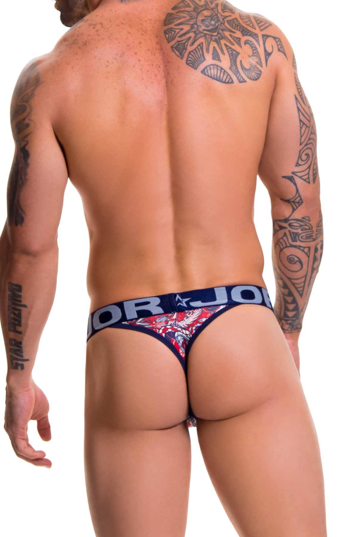Jor Navy/Red Printed Renaissance Thong