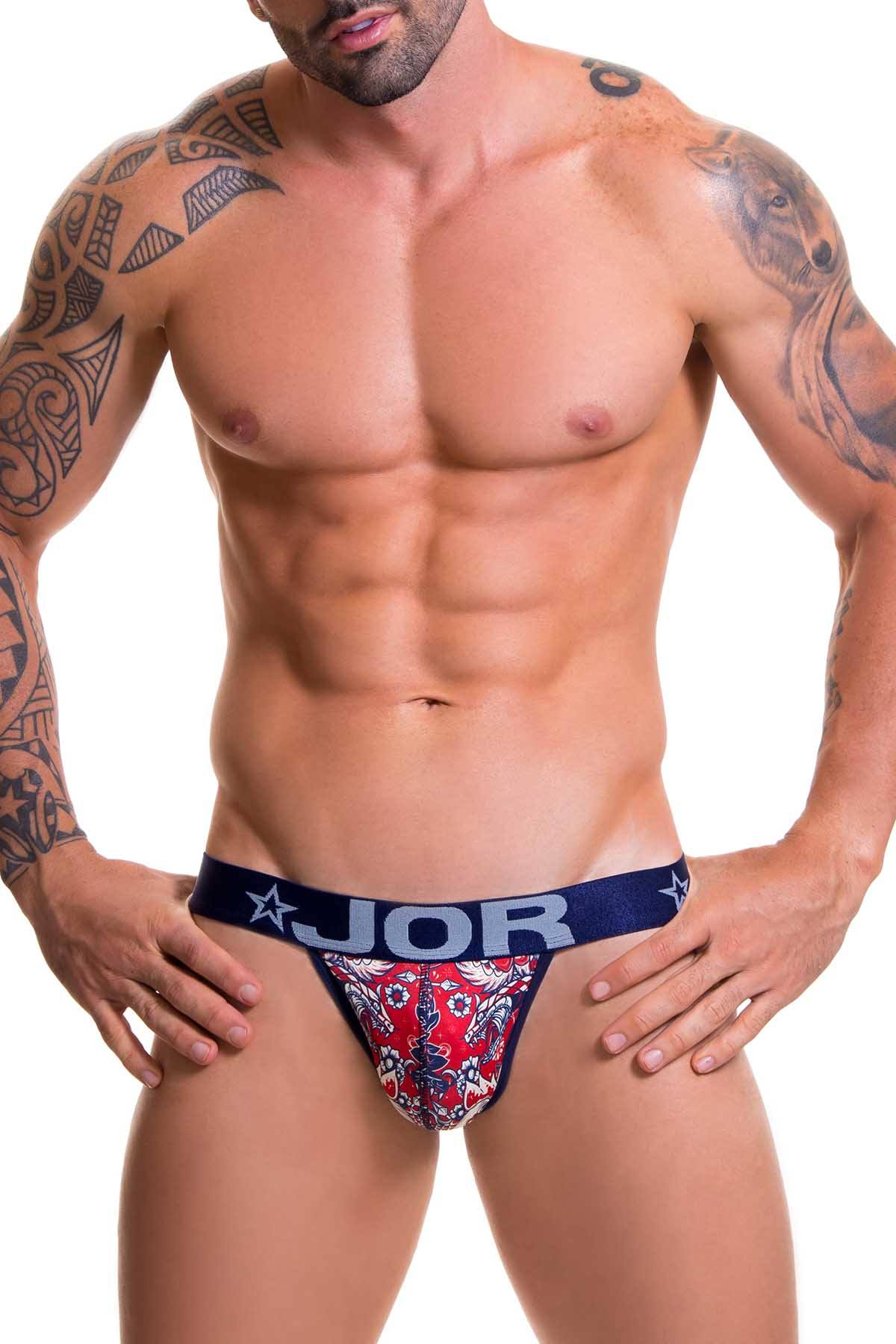 Jor Navy/Red Printed Renaissance Thong