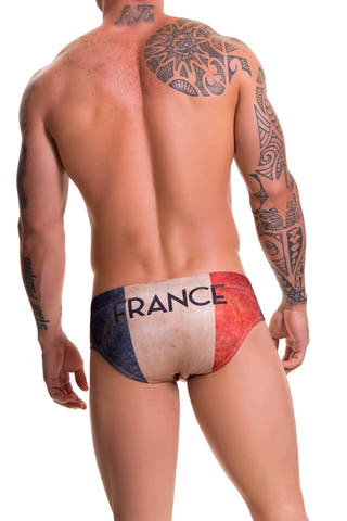 Jor Red/Blue France-Printed Swim Brief
