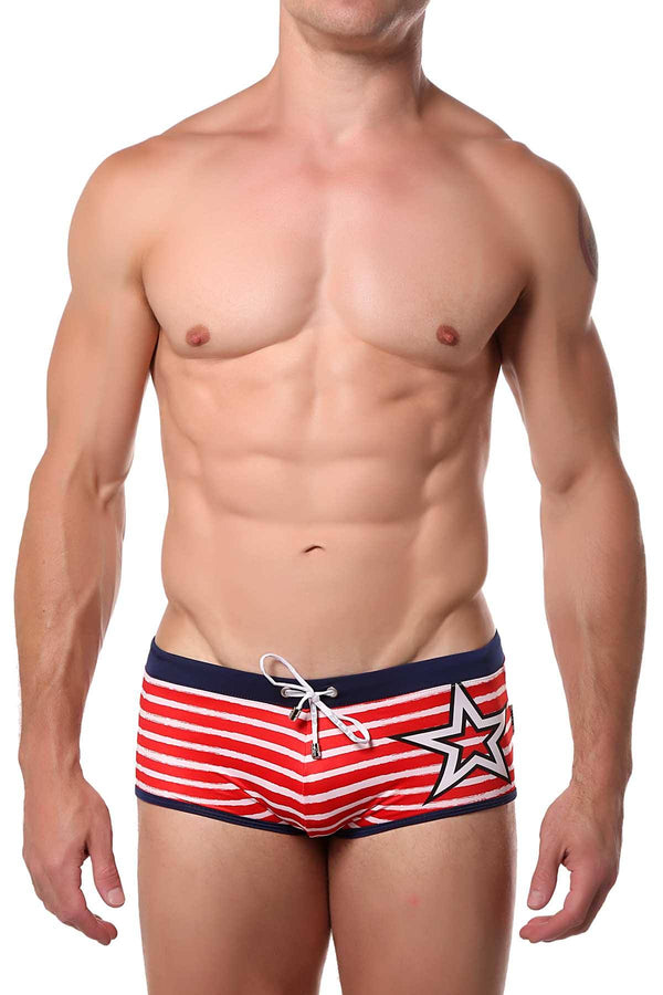 Jor Red Printed Frankie Swim Trunk