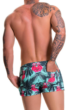 Jor Teal/Pink Miami-Printed Mini Swim Short thumbnail 2