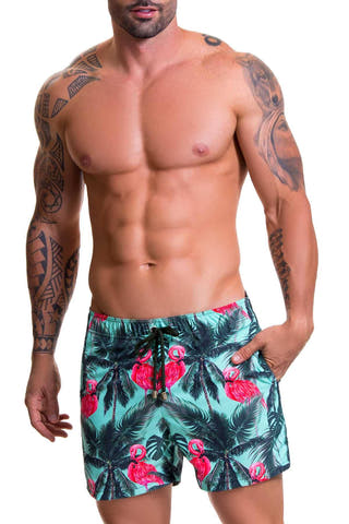 Jor Teal/Pink Miami-Printed Swim Short