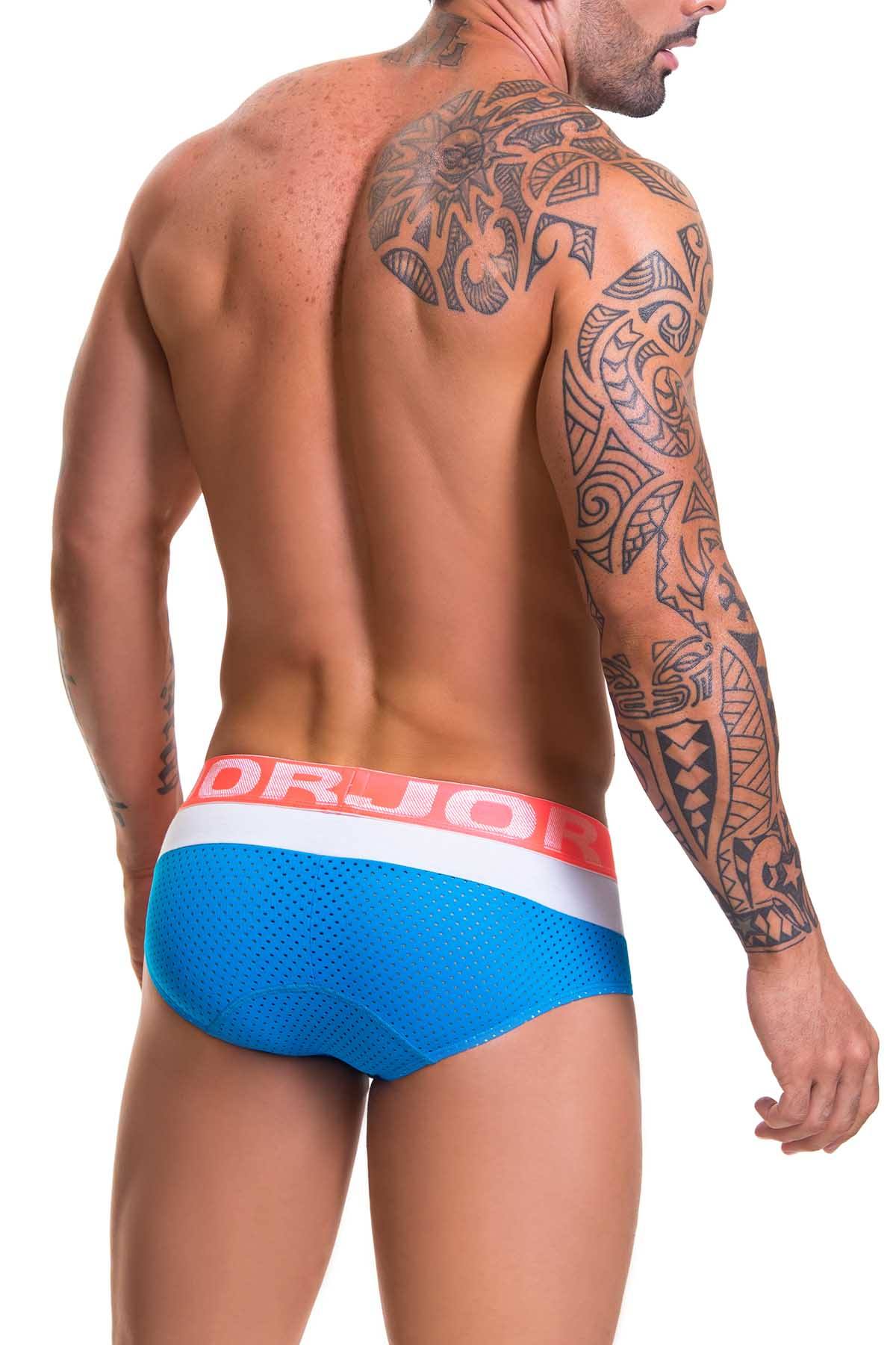 Jor White/Coral/Turquoise Athletic Brief