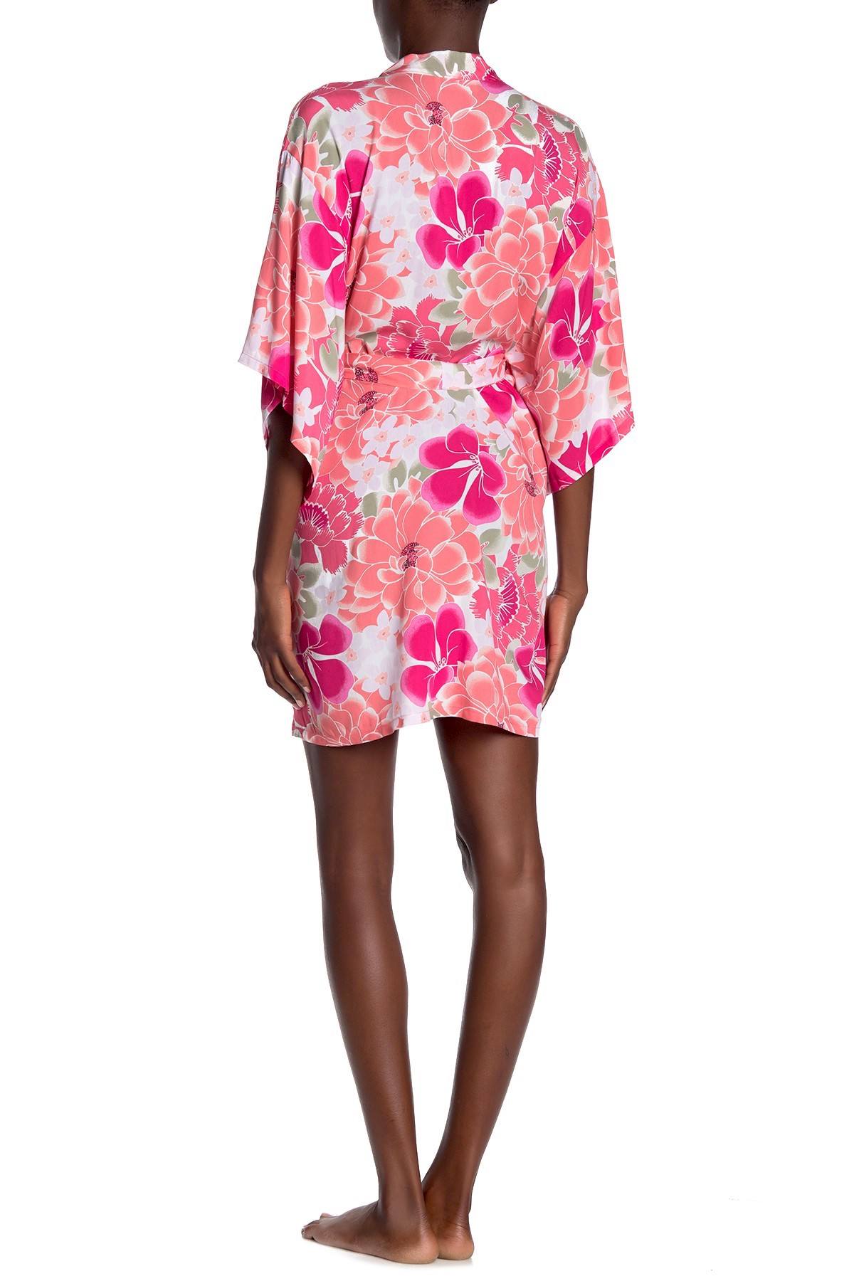 Josie by Natori Abstract Suzani Wrap Robe in Peach
