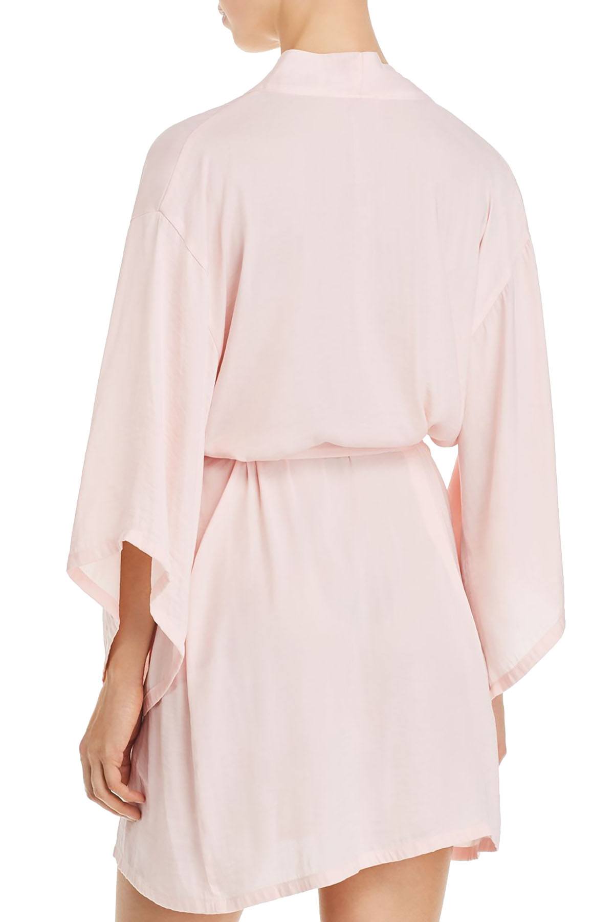 Josie by Natori Bardot Boho Embroidery Wrap Robe in Light Pink