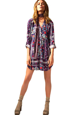 Josie by Natori Boheme Challis Sleepshirt in Purple thumbnail 2