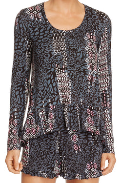 Josie by Natori Grey-Printed Luna Lounge Set thumbnail 3