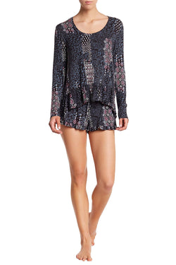 Josie by Natori Grey-Printed Luna Lounge Set thumbnail 2