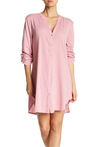 Josie by Natori Heather-Mauve Button-Down Sleepshirt