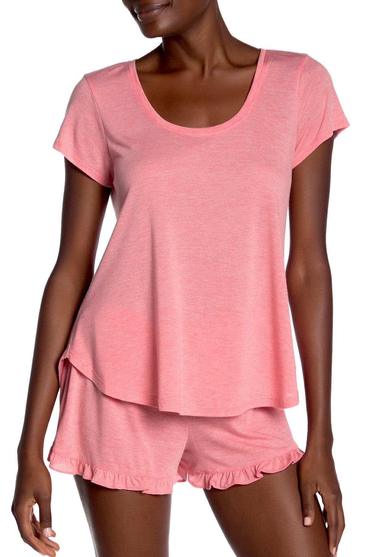 Josie by Natori Heathers Modal Short Sleeve Top in Coral