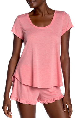 Josie by Natori Heathers Modal Short Sleeve Top in Coral thumbnail 1