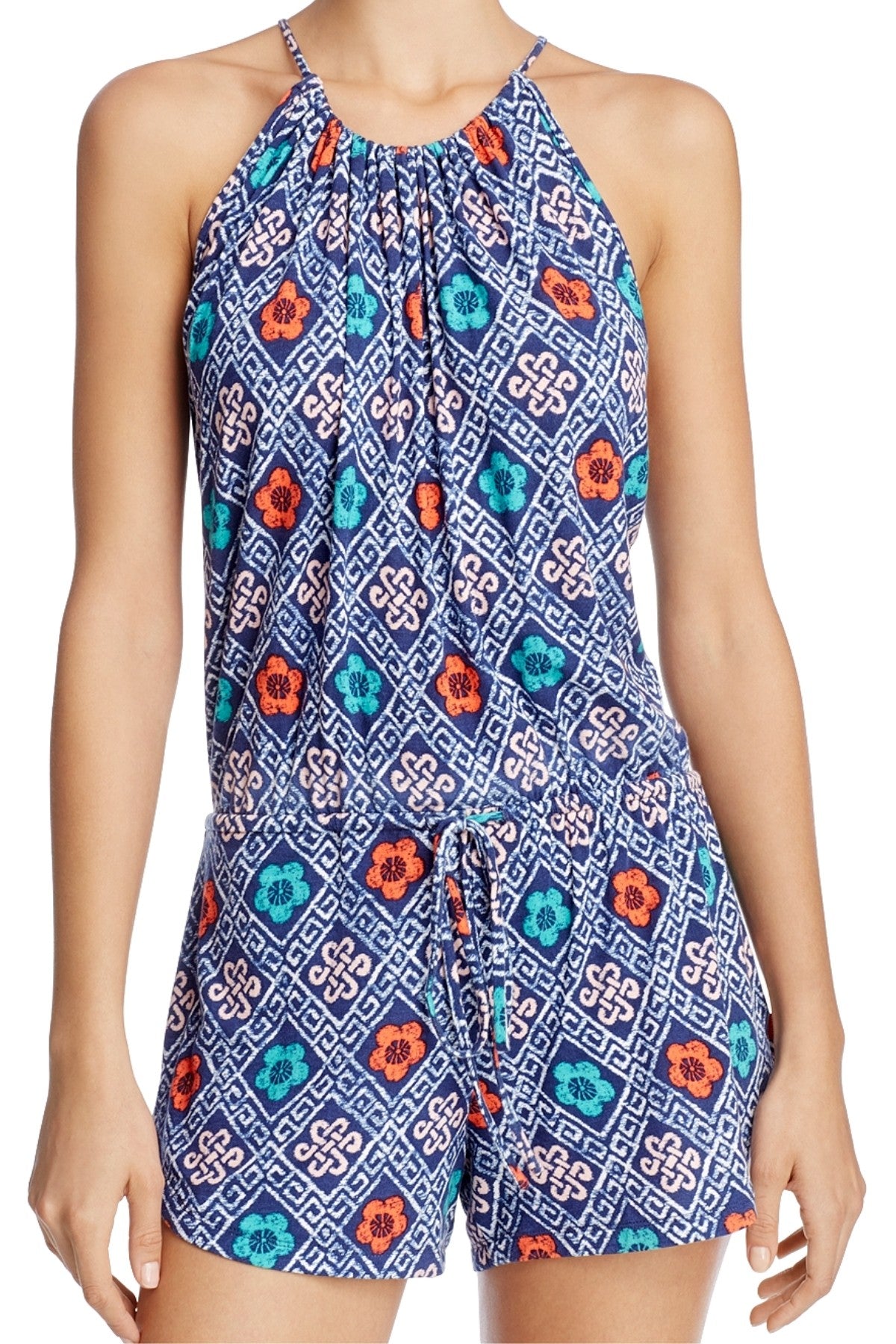 Josie by Natori Mesmerized Modal Romper in Navy/Cream